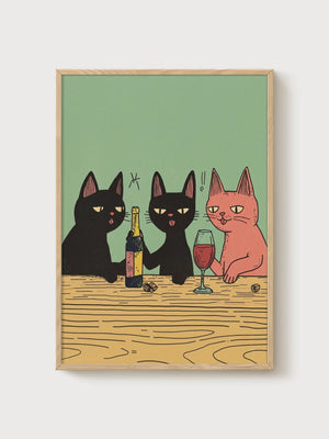 Funny Cat Poster poster in oak frame