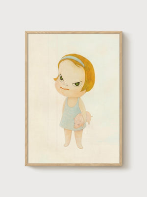 Yoshitomo Nara Print poster in oak frame