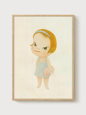 Yoshitomo Nara Print poster in oak frame