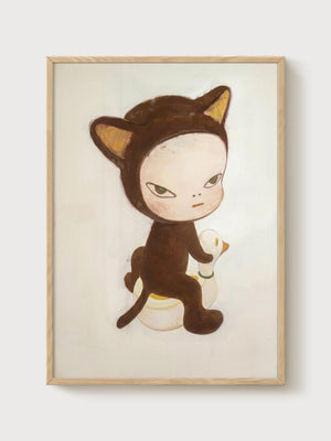 Yoshitomo Nara Print poster in oak frame