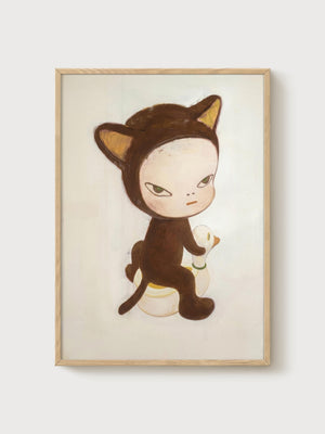 Yoshitomo Nara Print poster in oak frame