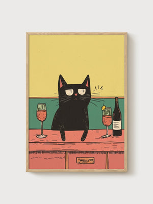 Funny Cat Poster poster in oak frame