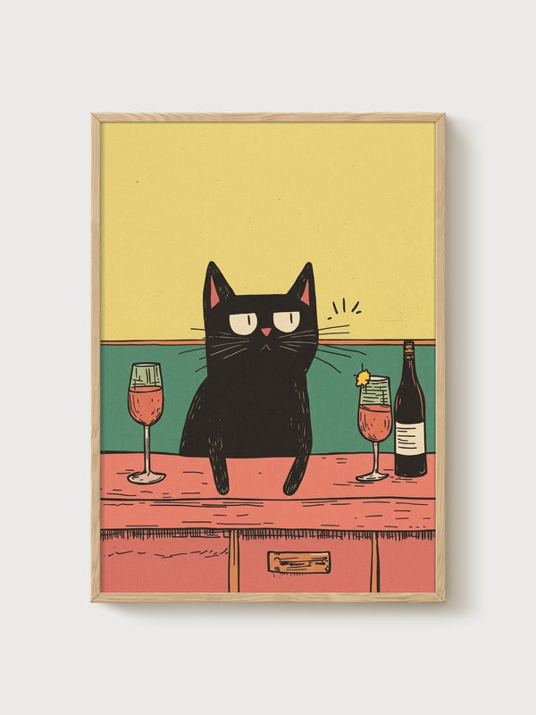 Funny Cat Poster poster in oak frame