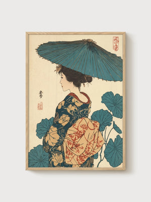 Japanese Wall Art poster in oak frame