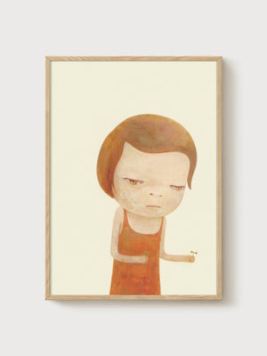 Yoshitomo Nara Print poster in oak frame