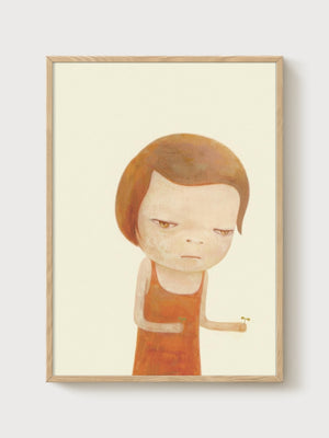 Yoshitomo Nara Print poster in oak frame