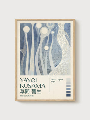 Yayoi Kusama Print poster in oak frame