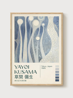 Yayoi Kusama Print poster in oak frame