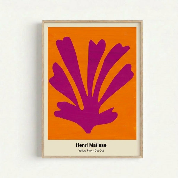 Minimalist art print featuring bold yellow and pink geometric forms arranged in an elegant abstract design, embodying modern artistic restraint and color harmony.