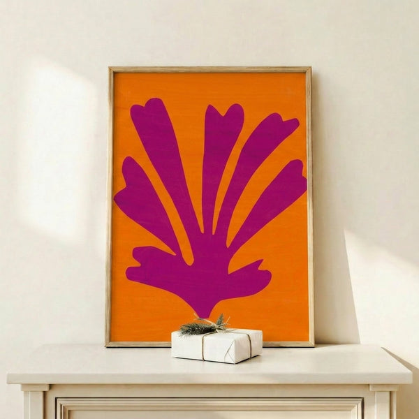 Warm-toned abstract poster with layered shapes in yellow and pink hues, exemplifying modern cut-out style wall decor.